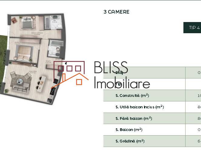 Apartment for Rent Iancu Nicolae | Pipera, Bucharest / Ilfov - 2 Bedroom - ID:116192 | Bliss Imobiliare / Photo 6 - BLISS Imobiliare