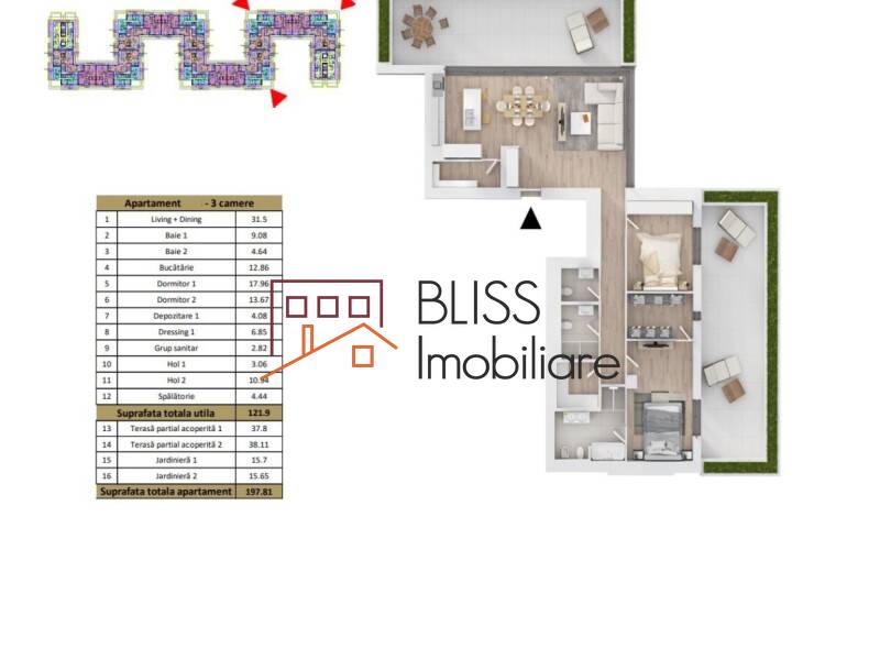 Apartment for Rent Baneasa | Sisesti | Jandarmerie | Straulesti | Sector 1, Bucharest - 2 Bedroom - ID:121768 | Bliss Imobiliare / Photo 9 - BLISS Imobiliare