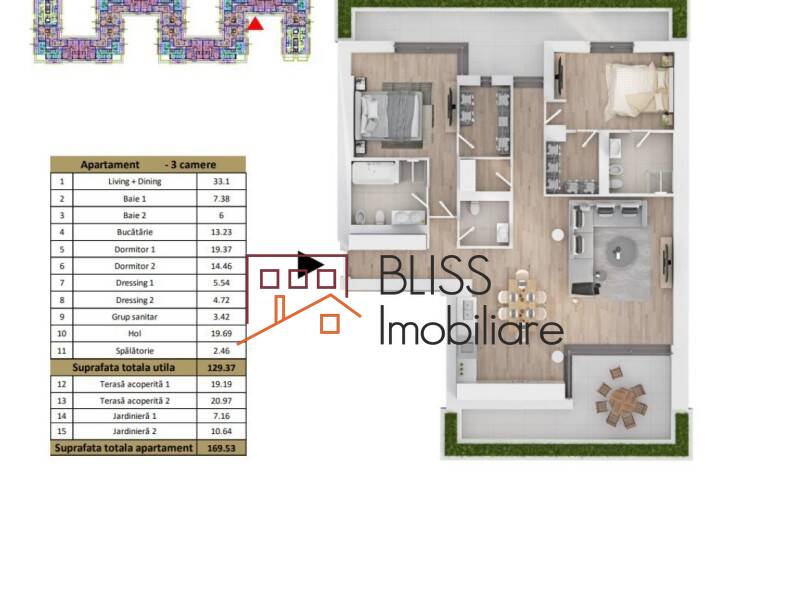 Apartament de Inchiriat Baneasa | Sisesti | Jandarmerie | Straulesti | Sector 1 - 3 Camere - ID:121773 | Bliss Imobiliare / Photo 9 - BLISS Imobiliare