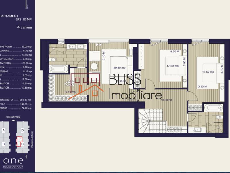 Duplex apartment for Sale Herastrau | Nordului, Bucharest - 3 Bedroom - ID:71262 | Bliss Imobiliare / Photo 7 - BLISS Imobiliare