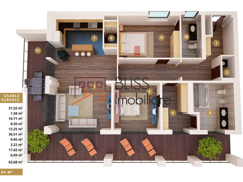 Apartament de Inchiriat Baneasa | Sisesti | Jandarmerie | Straulesti | Sector 1 - 3 Camere - ID:109326 | Bliss Imobiliare / Photo 8 - BLISS Imobiliare