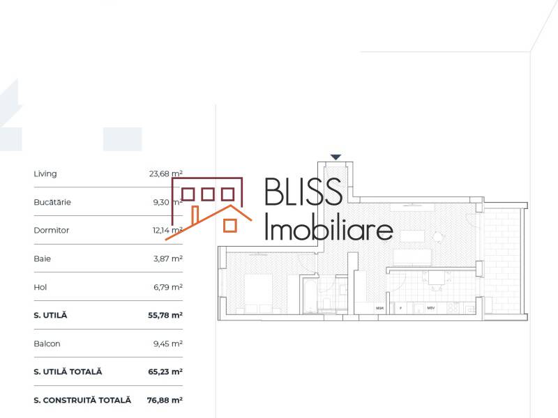 Apartament de Vanzare Aviatiei | Promenada mall | Metro Pipera - 2 Camere - ID:111470 | Bliss Imobiliare / Photo 5 - BLISS Imobiliare