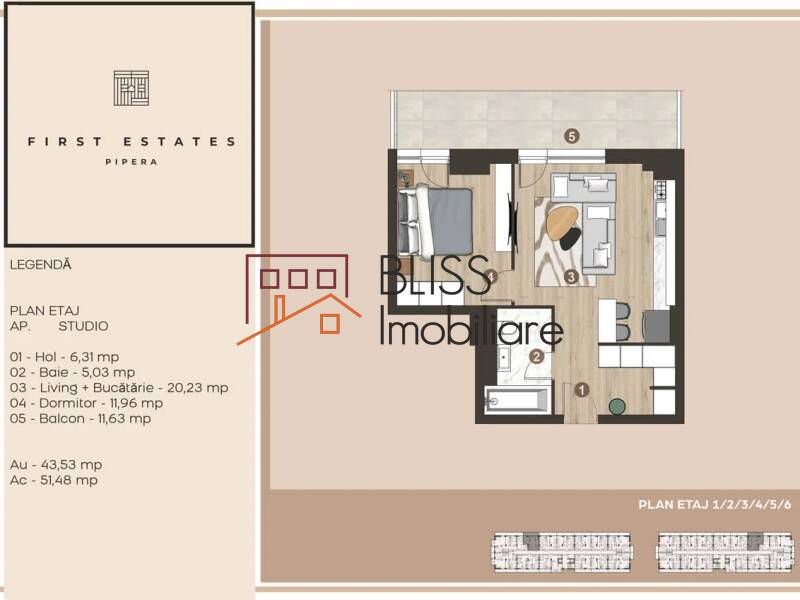 Studio apartment for Sale Iancu Nicolae | Pipera, Bucharest / Ilfov - ID:113637 | Bliss Imobiliare / Photo 5 - BLISS Imobiliare