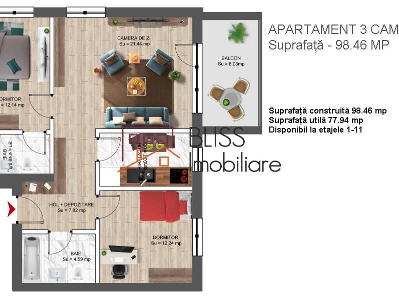 Apartment for Sale Boreal, Constanta, Judetul Constanta, Romania - 2 Bedroom - ID:118551 | Bliss Imobiliare / Photo 10 - BLISS Imobiliare