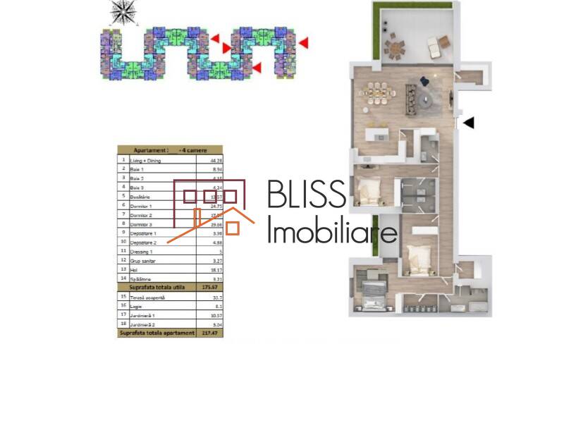 Apartament de Inchiriat Baneasa | Sisesti | Jandarmerie | Straulesti | Sector 1 - 4 Camere - ID:121797 | Bliss Imobiliare / Photo 9 - BLISS Imobiliare