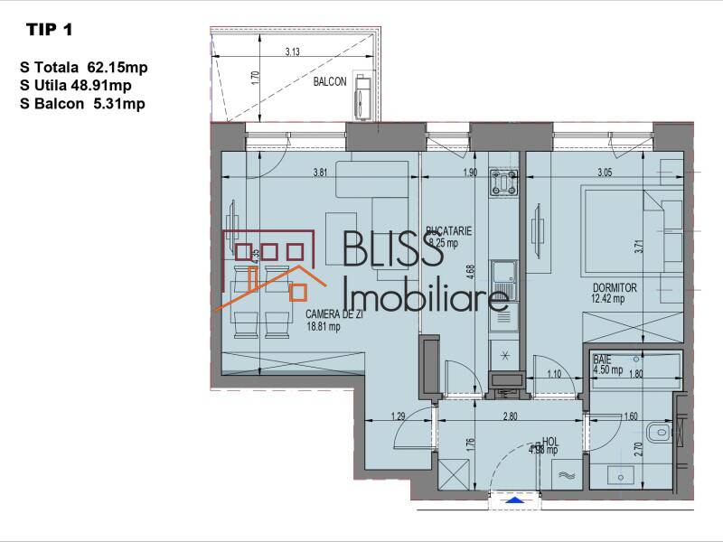 1-Bedroom Apartment With Balcony And Separate Kitchen, Bucharest | Bliss Imobiliare / Photo 7 - BLISS Imobiliare