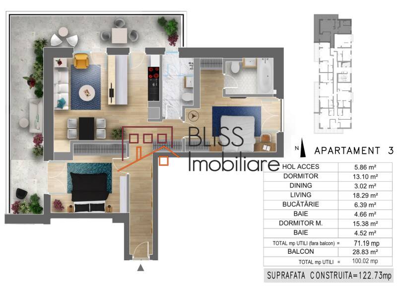 Apartment for Sale Bucurestii Noi - Damaroaia - Chitila, Bucharest - 2 Bedroom - ID:73812 | Bliss Imobiliare / Photo 7 - BLISS Imobiliare