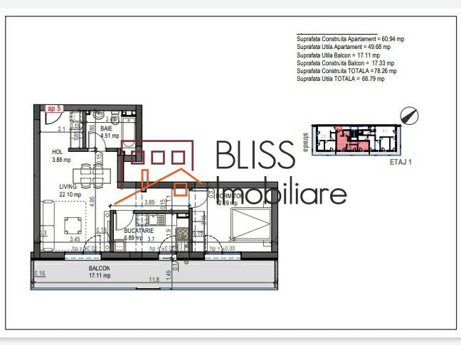 Apartment for Sale Iancu Nicolae | Pipera, Bucharest / Ilfov - 1 Bedroom - ID:89056 | Bliss Imobiliare / Photo 18 - BLISS Imobiliare